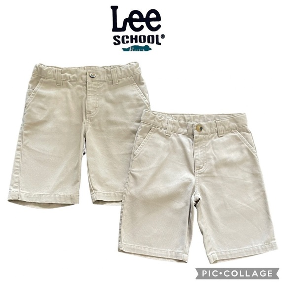 Lee School boys khaki short pants school uniform bottoms size 6 bundle of 2 - Picture 1 of 9